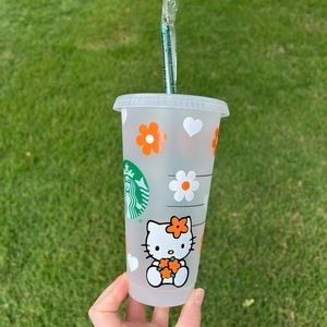 Spring hello Kitty flowers and hearts Starbucks reusable venti cold cup